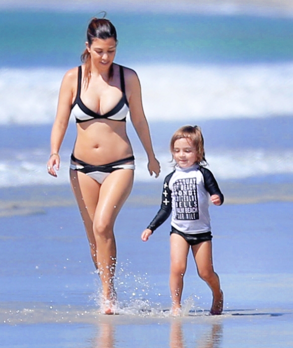EXCLUSIVE: **PREMIUM RATES APPLY** Kourtney Kardashian shows off post-baby body in Mexico with son Mason